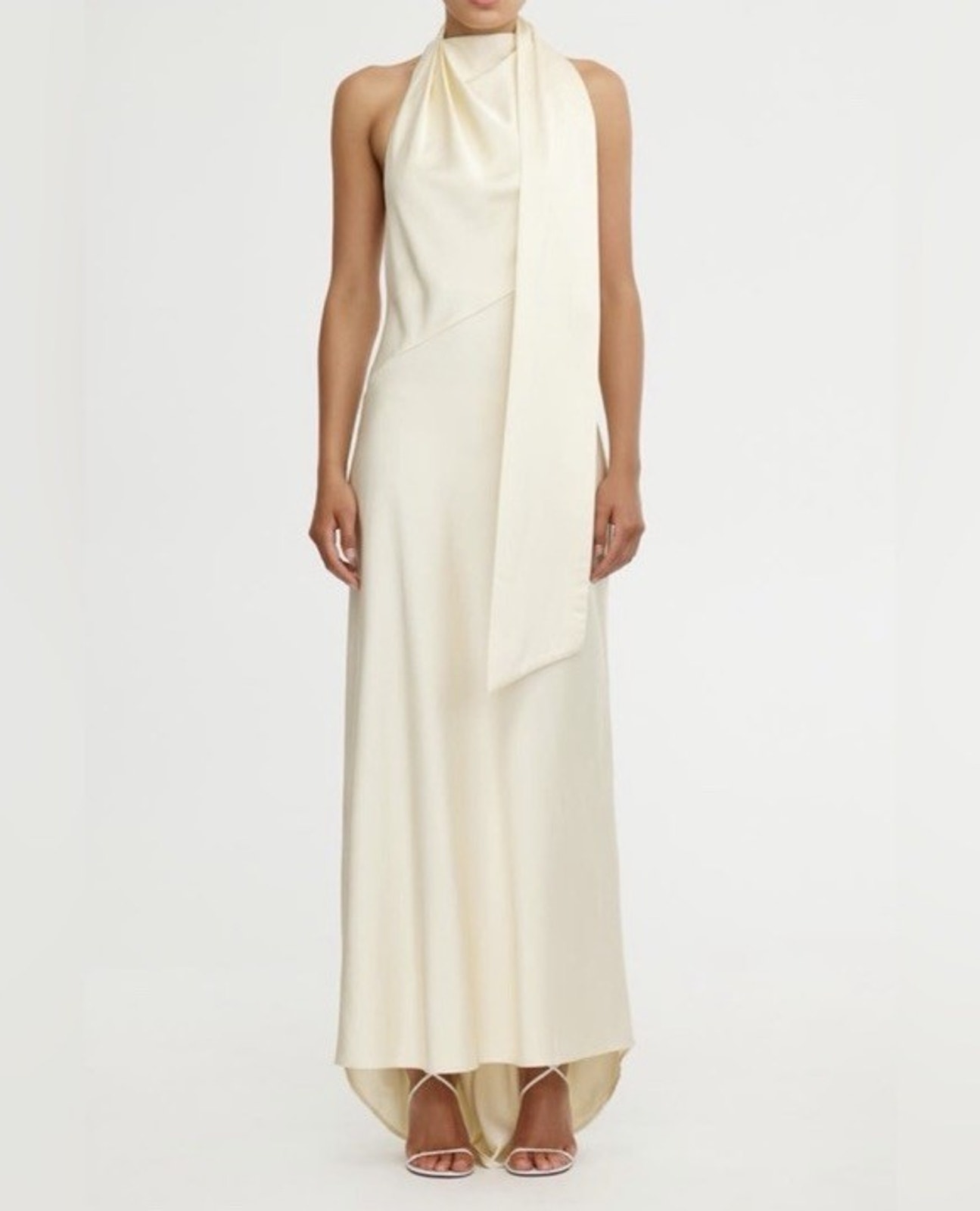 Significant Other Adriana Open Back Satin Halter Gown Pearl Us S 2 Nwt $330